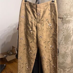 Floral Embroidered Gold Pants